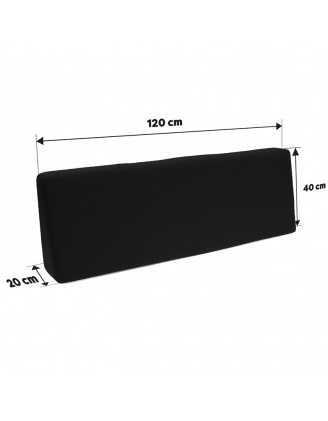 Poduszka ogrodowa wodoodporna oparciowa 120x40x15 Czarny