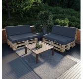 Zestaw 2 poduszek ogrodowych 120x80 + 120x40 Antracyt Zestaw 2 poduszek ogrodowych 120x80 + 120x40 Antracyt