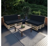 Zestaw 2 poduszek ogrodowych 120x80 + 120x40 Czarny