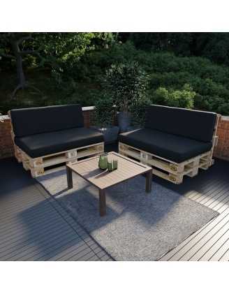 Zestaw 2 poduszek ogrodowych 120x80 + 120x40 Czarny