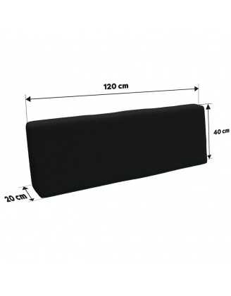 Zestaw 2 poduszek ogrodowych 120x80 + 120x40 Czarny